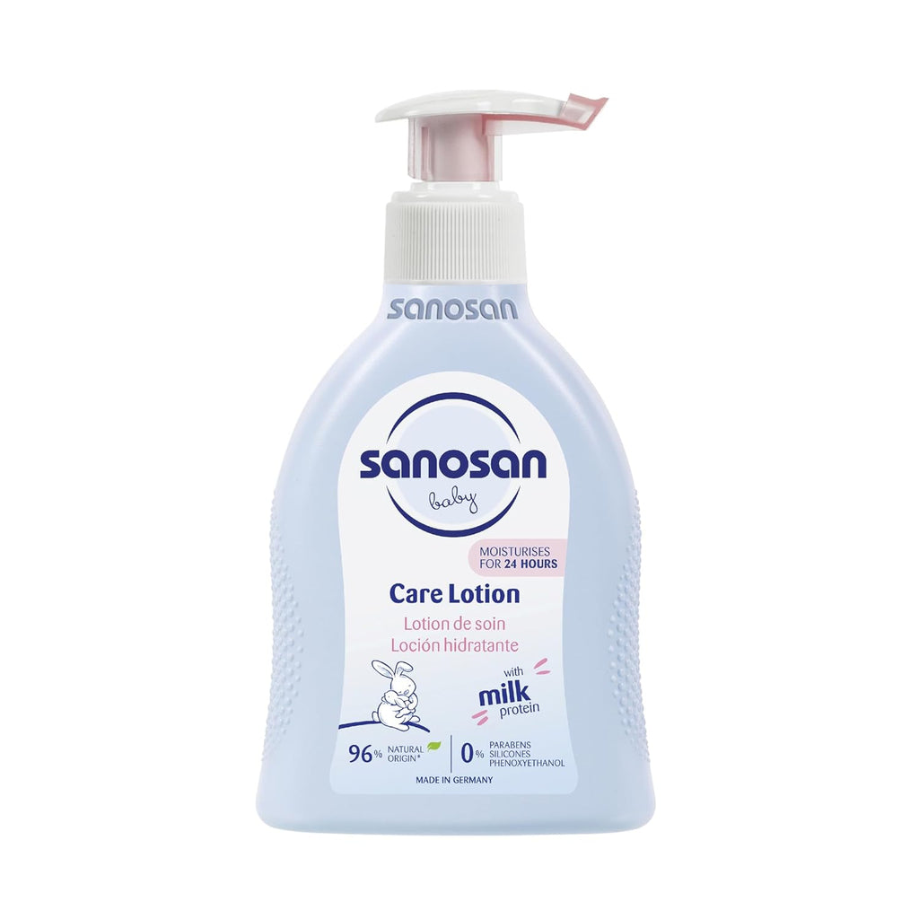 sanosan Baby Care Lotion| Suitable for baby’s delicate skin| with Moisturizes 24 hours parabens|paraffins| silicones & phenoxyethanol| Clinically Tested|200 ml