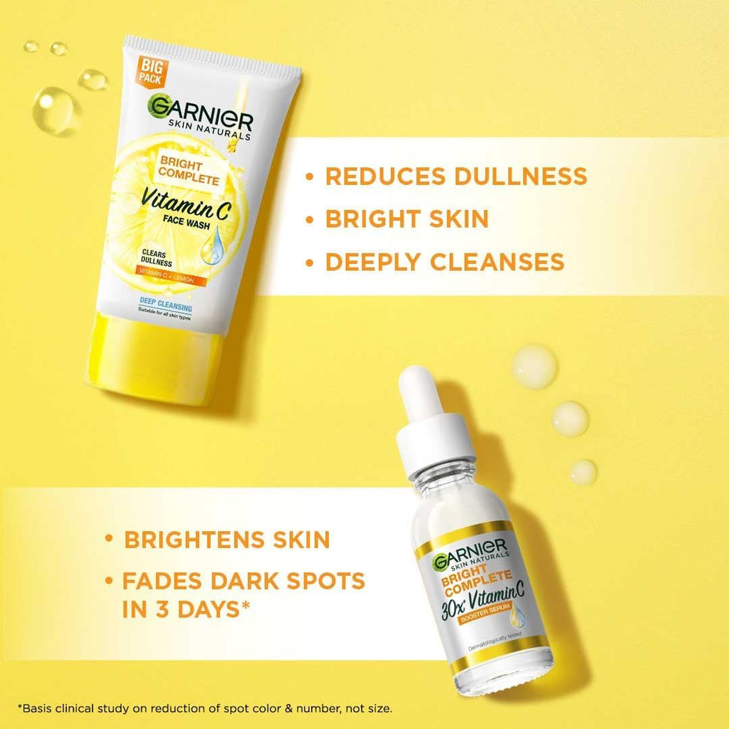 Garnier Bright Complete Facewash 150g & Bright Complete Vitamin C Serum 30ml | Combo