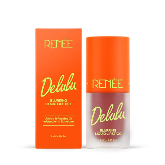 RENEE Delulu Blurring Matte Liquid Lipstick - Mauve Main Ex | Buildable Formula with Rich PayOff | Blurs Lip Lines, Glides Smoothly, Long-Lasting Up To 10 Hours | With Jojoba Oil | 4ml