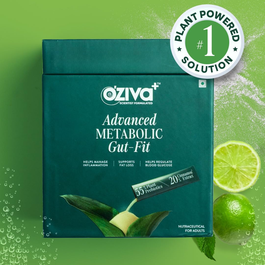 OZiva+ Advanced Metabolic Gut-Fit For Gut & Metabolic Heath | With Cinnamon Polyphenols, B420â„¢ Probiotic, Oat Fiber Prebiotic | 30 Sachets + 30 Effervescent Tablets