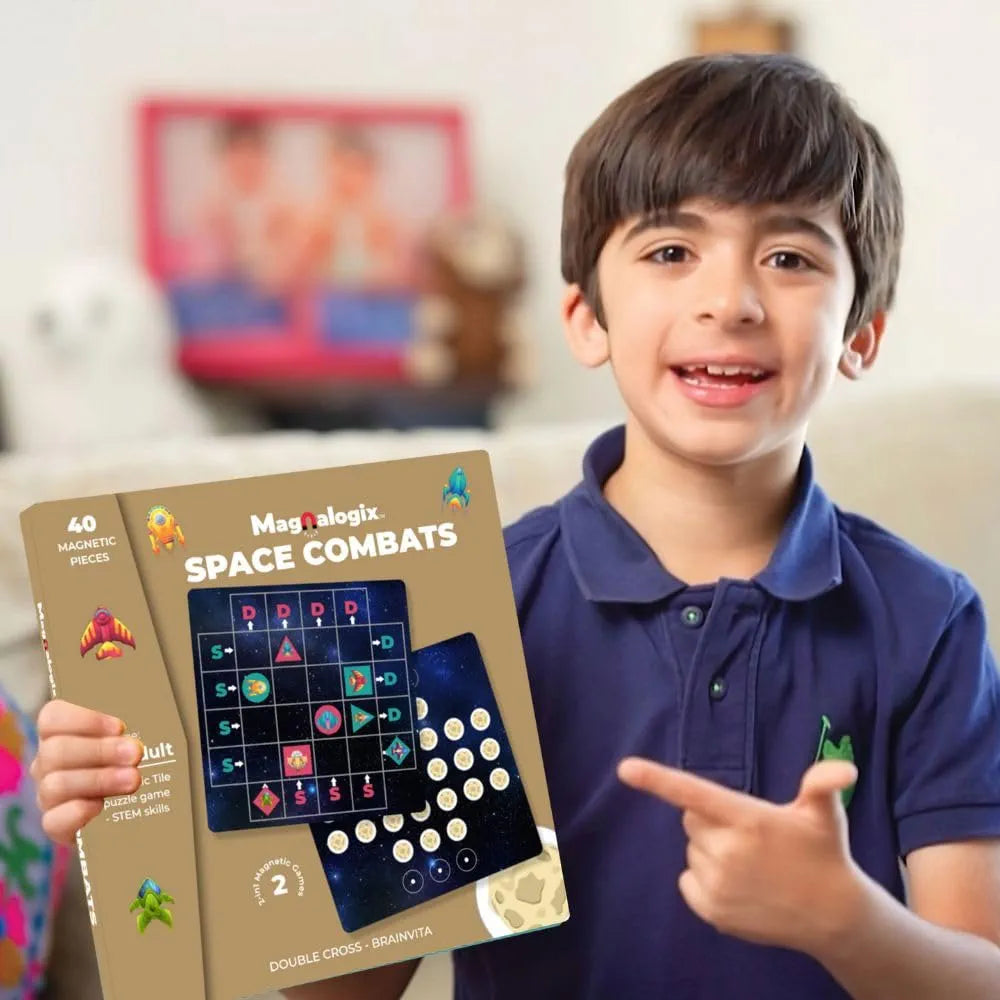 Pelikas Toyz Magnalogix Magnetic Travel Games for Kids 7+ Years Old Gifts for Boys Girls Strategy Logic Games - Double Cross & Brainvita - 2 in 1