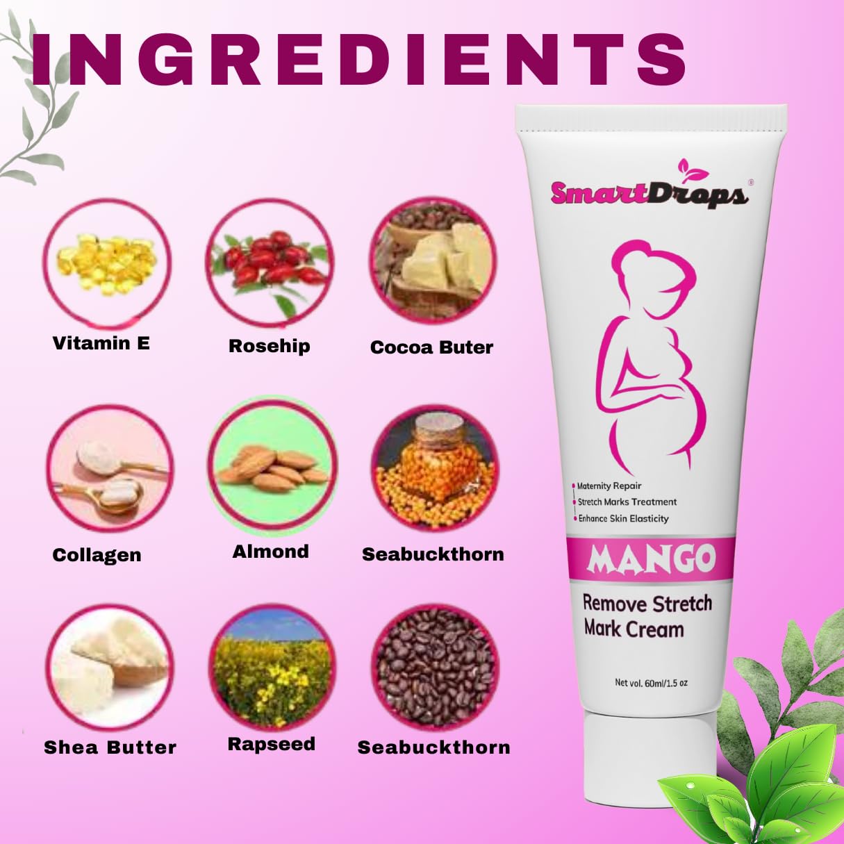Smartdrops Stretch Mark Cream to Reduce Stretch Marks 60ml (Pack of 1)