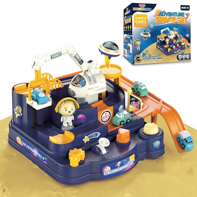 Wembley Space Adventure Race Track Set for Kids Inertia Toy Vehicle Playsets for Kids