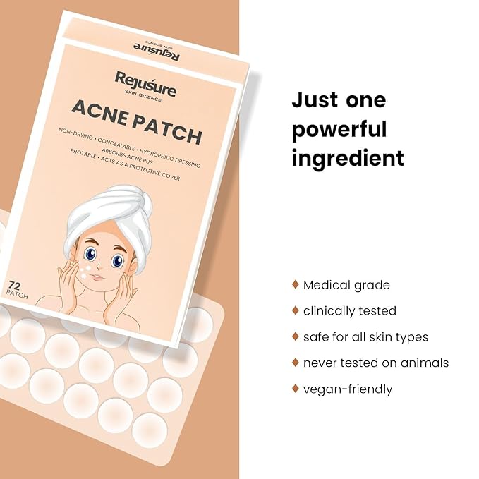 Rejusure Acne Patch | Facial Acne Patches for Pimples - 72 Patches