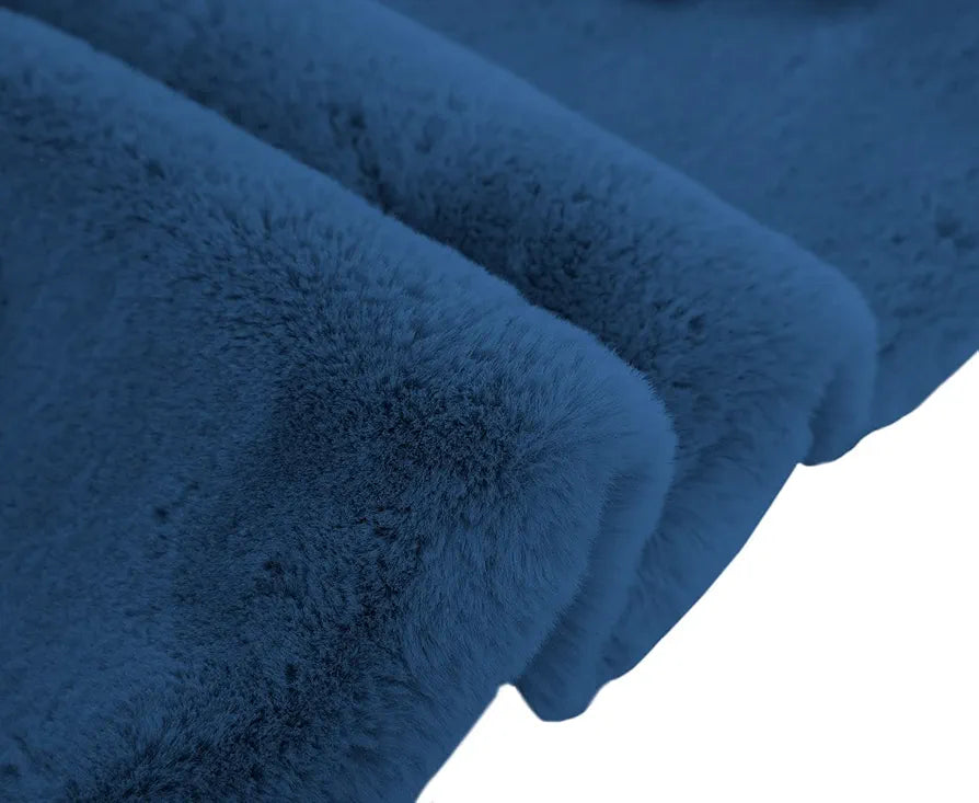 Luxe Home International Ruffle Bath Mat Rabbit Fur 1000 GSM Bathroom Door Rectangular Foot Mats 45X75 Cm Colour Teal