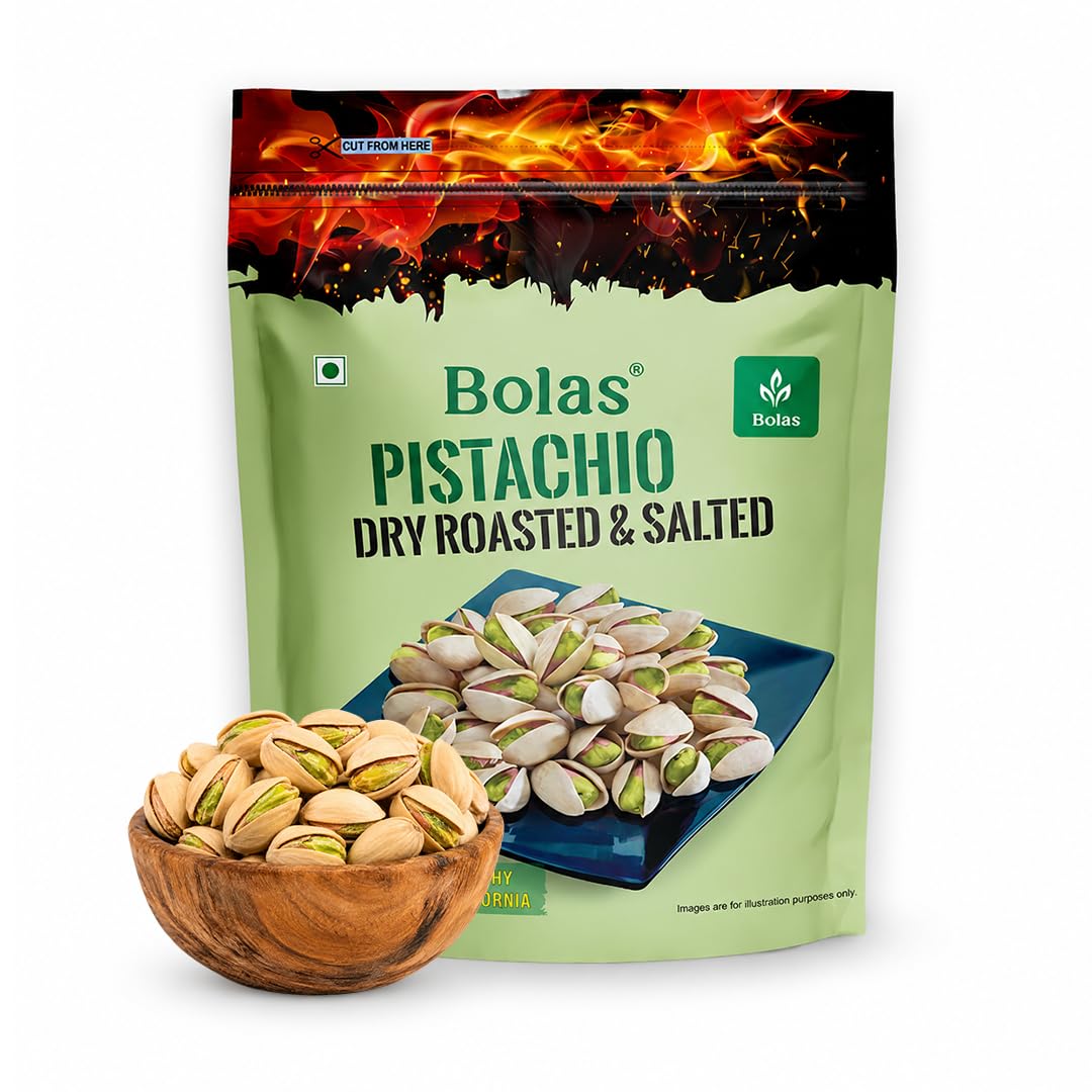 Bolas Roasted & Salted California Pistachios 200g | Pista | Rich in Protein, Phosphorus & Dietary Fibre | Low Calorie | Crunchy Healthy Snack | Dry Fruits