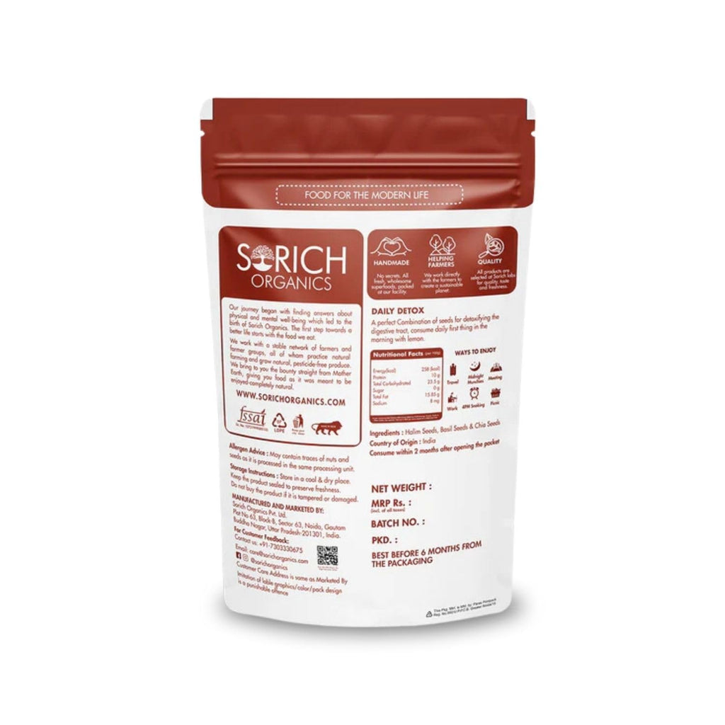 Sorich Organics Daily Detox Seed Mix for Eating 250gm | Super Seeds Mix | Healthy Snacks | Diet Food | Vegan | Gluten Free | Zero Cholesterol