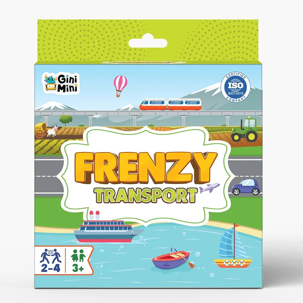 GiniMiniTransport Frenzy – 57 Transport Themed Educational Cards for Kids 3+ Vocabulary & Matching Skill Builder Fast Observation Game for Toddlers Family & Travel-Friendly Learning Toy