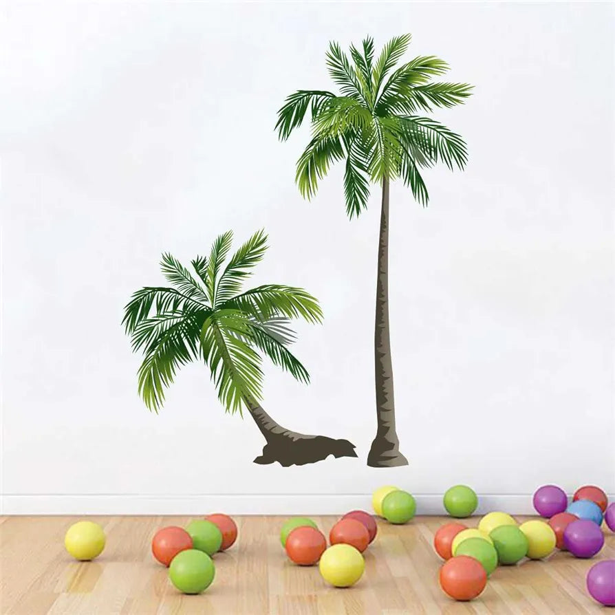Rawpockets Decal Pair Coconut Trees Multi-Color Large Size Wall Sticker