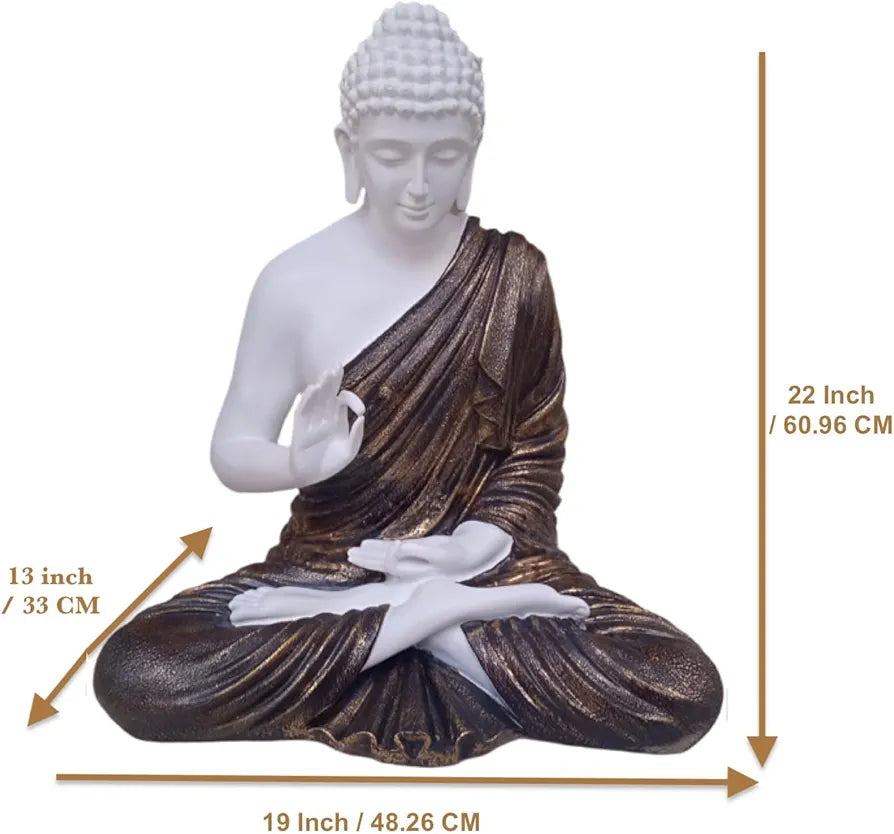 Alila 2 Feet Big Size Meditating Buddha Idol Statue Showpiece for Home Garden Living Room 22 Inches Multicolour