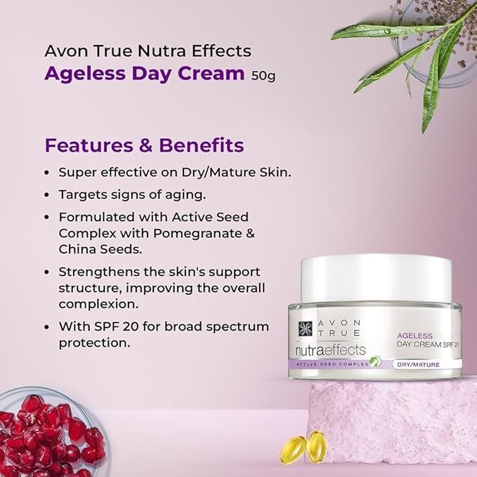 Avon True Nutraeffects Ageless Day Cream SPF 20 Anti-Ageing Moisturizer - 50 gms