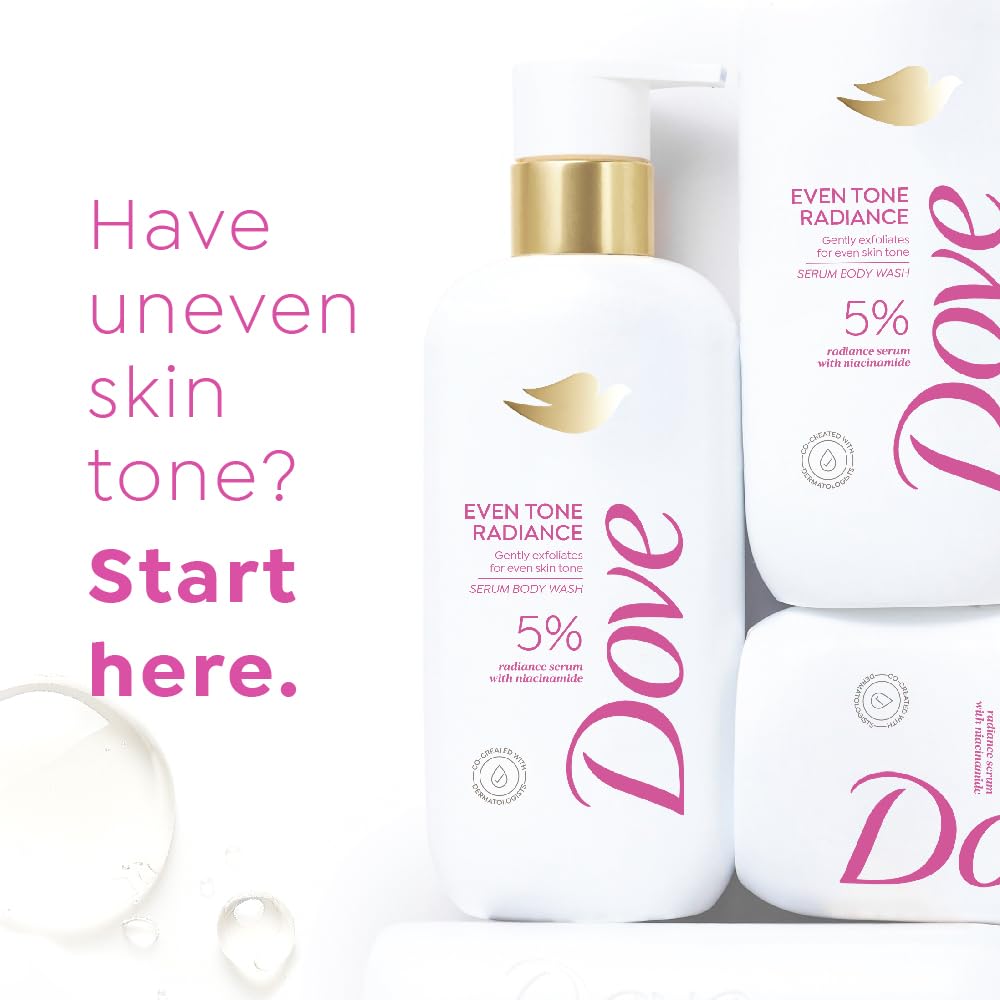 Dove Even Tone Radiance Serum Body Wash|5% Radiance Serum with Niacinamide| Gently exfoliates for even skin tone | Paraben & SLS free | 300 ml