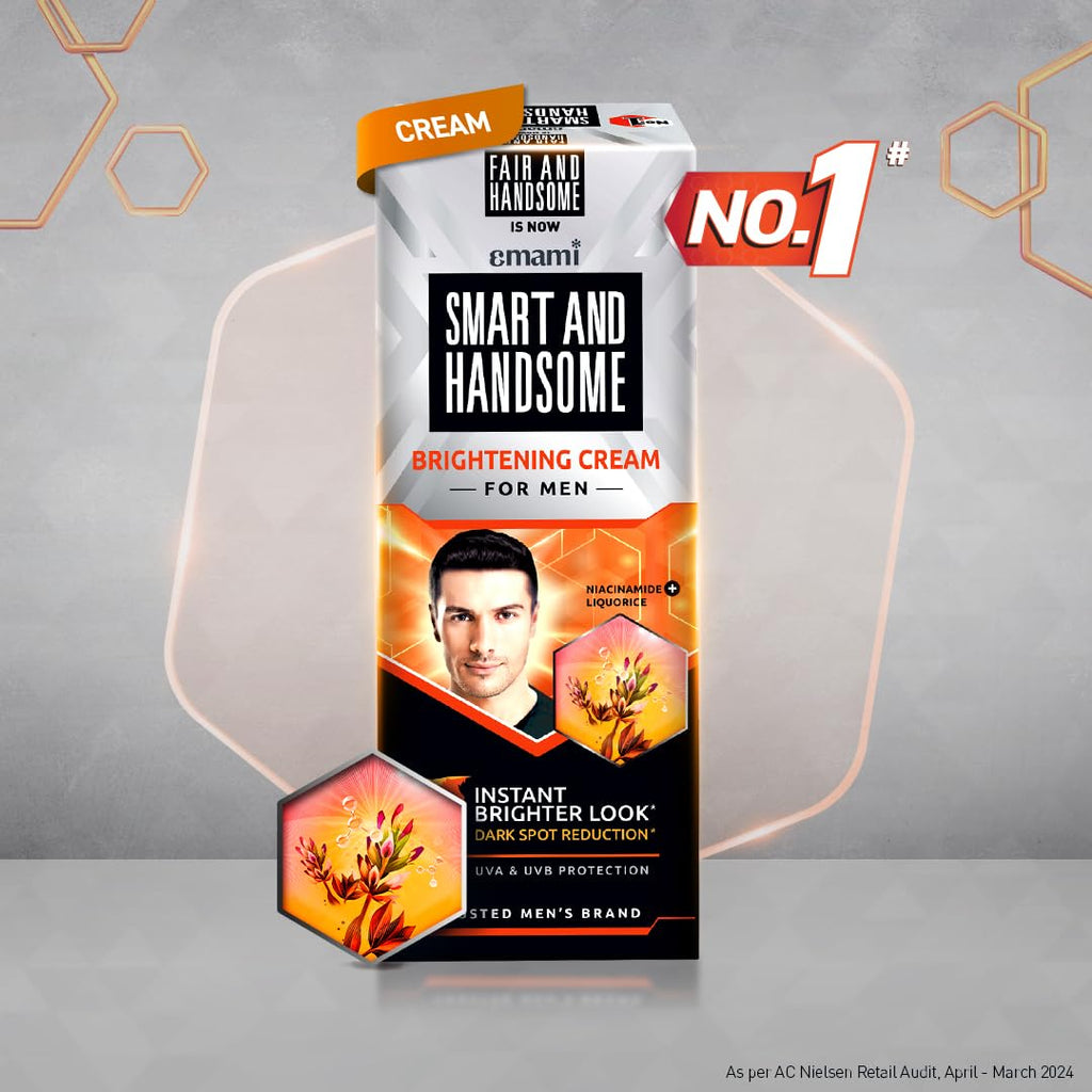 Fair and Handsome Smart And Handsome Long Lasting Radiance Cream | 2X Spot Reduction | 7 Hrs Brighter Look | Pro-Peptide | Face Cream for Men | 60g