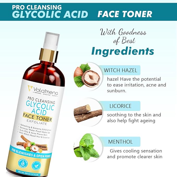 Volamena Pro Clear Glycolic Acid Face Toner For Glowing Skin - 200 ml