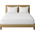 Trance Home Linen Cotton 300Tc Satin Stripe Queen Fitted Bed Sheet With 2 Pillow Covers 300 tc Colour White