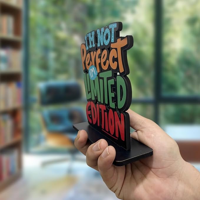 Artvibes Wooden Idols and Figurine I Am Not Perfect Limited Edition Inspirational Quotes Table Decoration for Office Desk