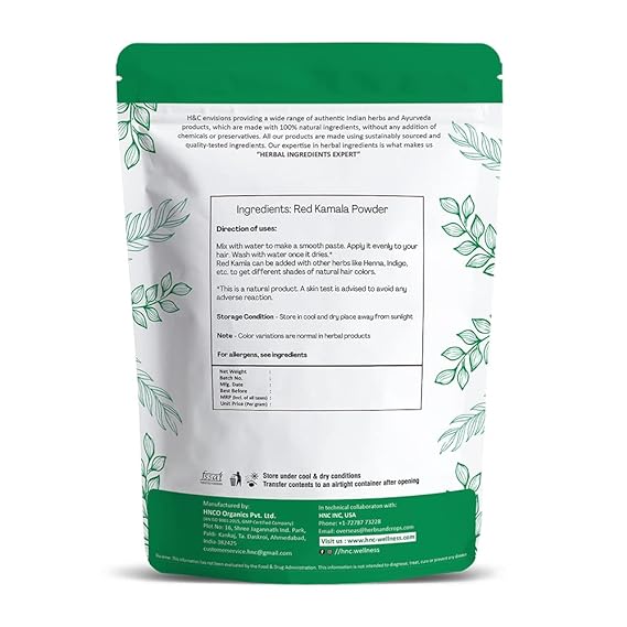 H&C Herbal Ingredients Expert Natural Red Kamala Powder For Hair - 227gms
