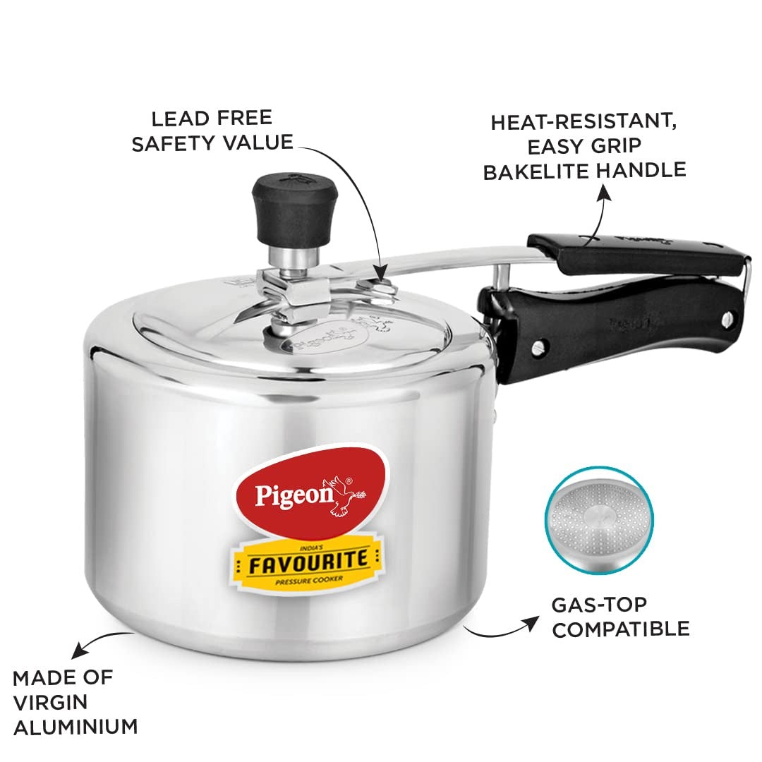 Pigeon by stovektraft 19001100 Induction Inner Lid Stainless Steel Pressure Cooker - 3L Silver