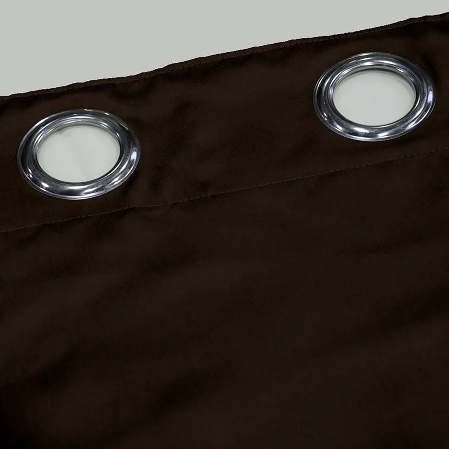 Divine Casa Premium Micro Satin Semi Blackout Door Curtains Solid Design Size 7 Feet Elegant Look & Light Control Colour Brown (Pack of 2)