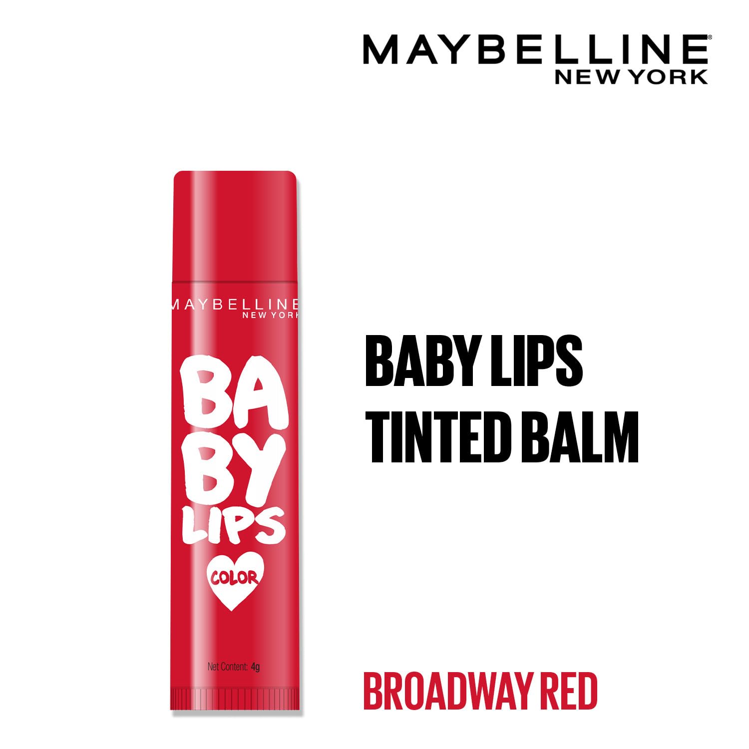 Maybelline New York Baby Lips Loves NYC Lip Balm, Broadway Red | Color Lip Balm with SPF 11 Up To 24H Moisture
