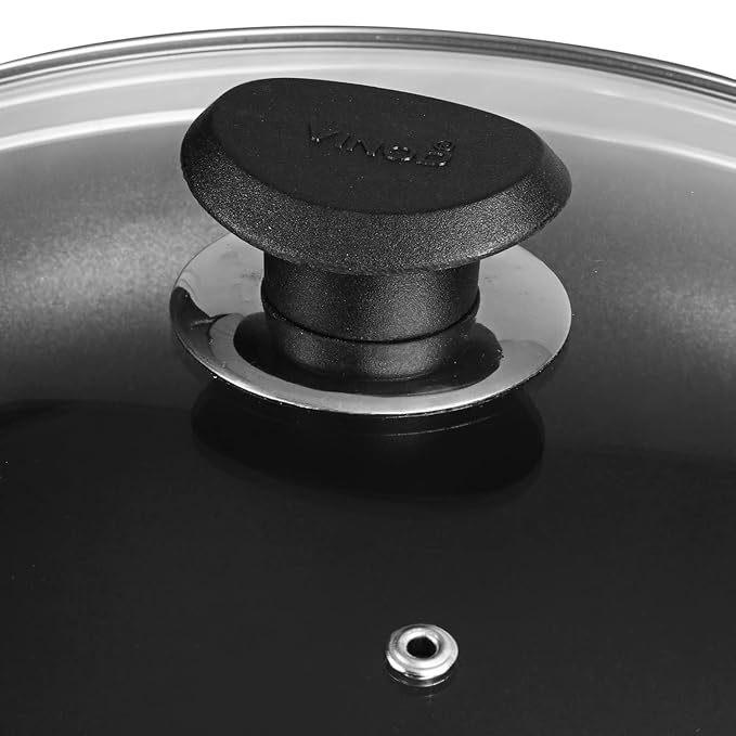 Vinod Zest Aluminium Non Stick Deep Frypan with Glass Lid - 26 cm | 3 Layer Ceramic Coating | 3 mm Extra Thick | Skillet Pan