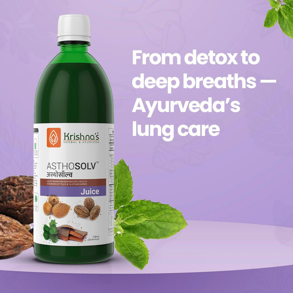 Krishna's Asthosolv Juice - Goodness of Tulsi and 16 other Herbs - Help Maintain Respiratory Health - 1000 ml