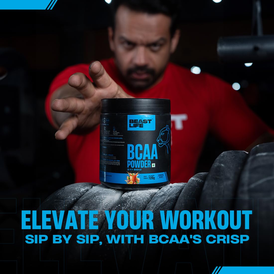 BeastLife High Recovery BCAA – Fruit Punch Flavour | 2:1:1 Blend | 120g | Fast-Absorbing Recovery Formula | Premium Sports Nutrition for Men & Women