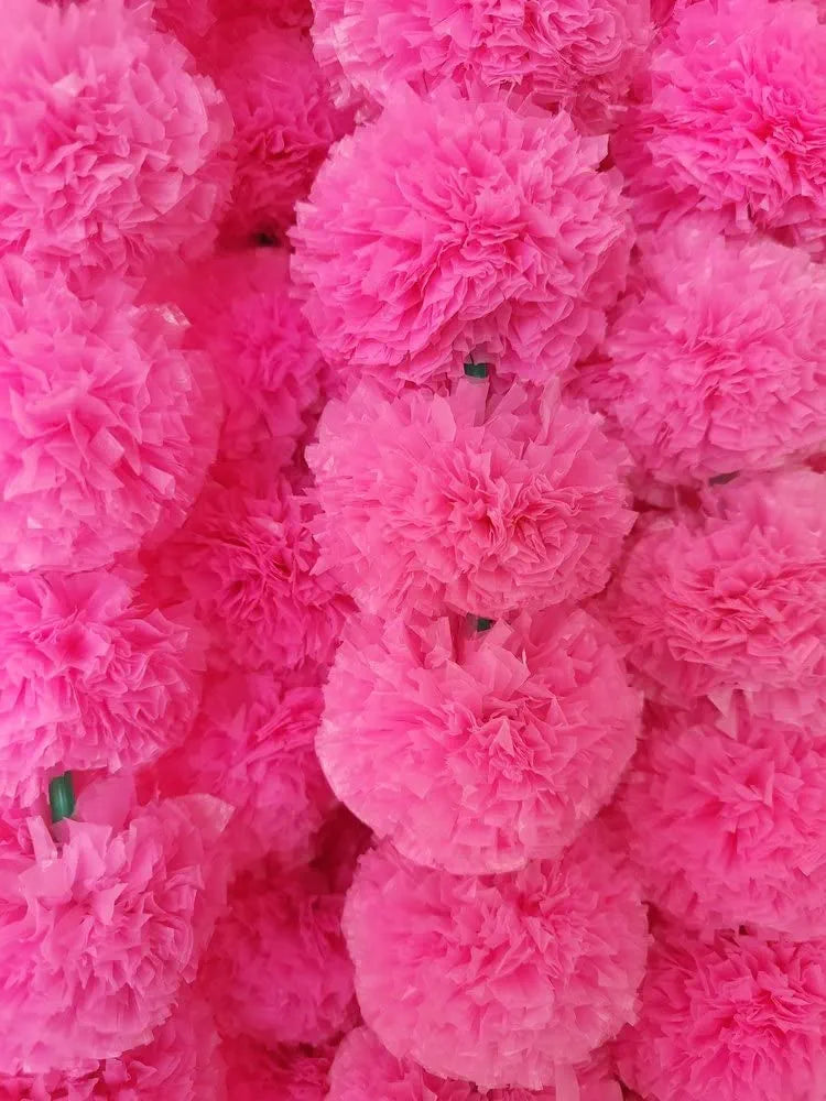 Artificial Marigold Fluffy Flowers Garlands Pooja Room Toran Indian Genda Phool 4.7 Feet