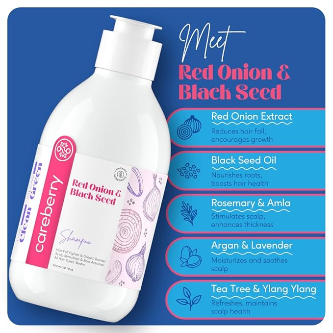 Careberry Organic Red Onion & Black Seed Stimulating Shampoo - 300 ml