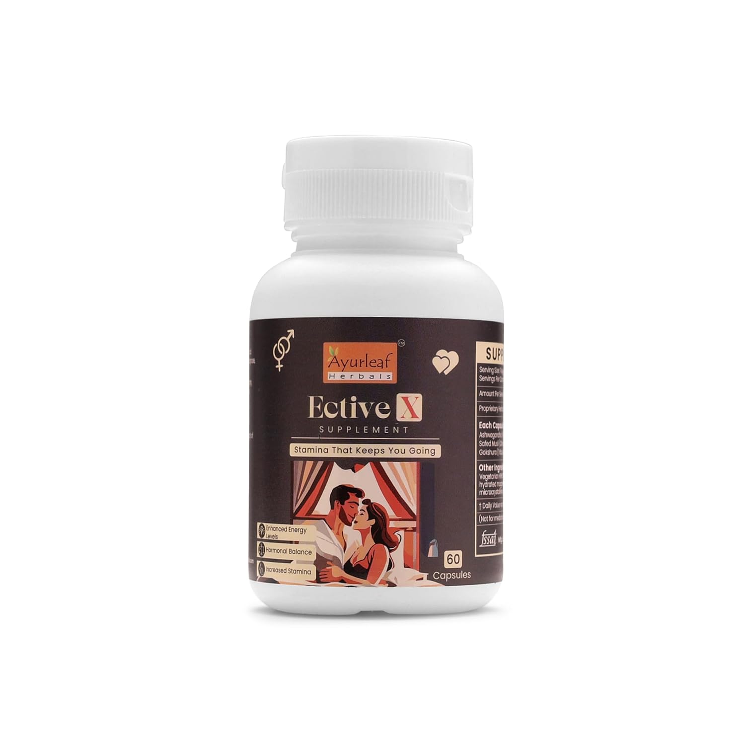 Ayurleaf Herbals - Ective-x Extract Blended Capsules 475 Mg 60 Veggie Capsules for Men