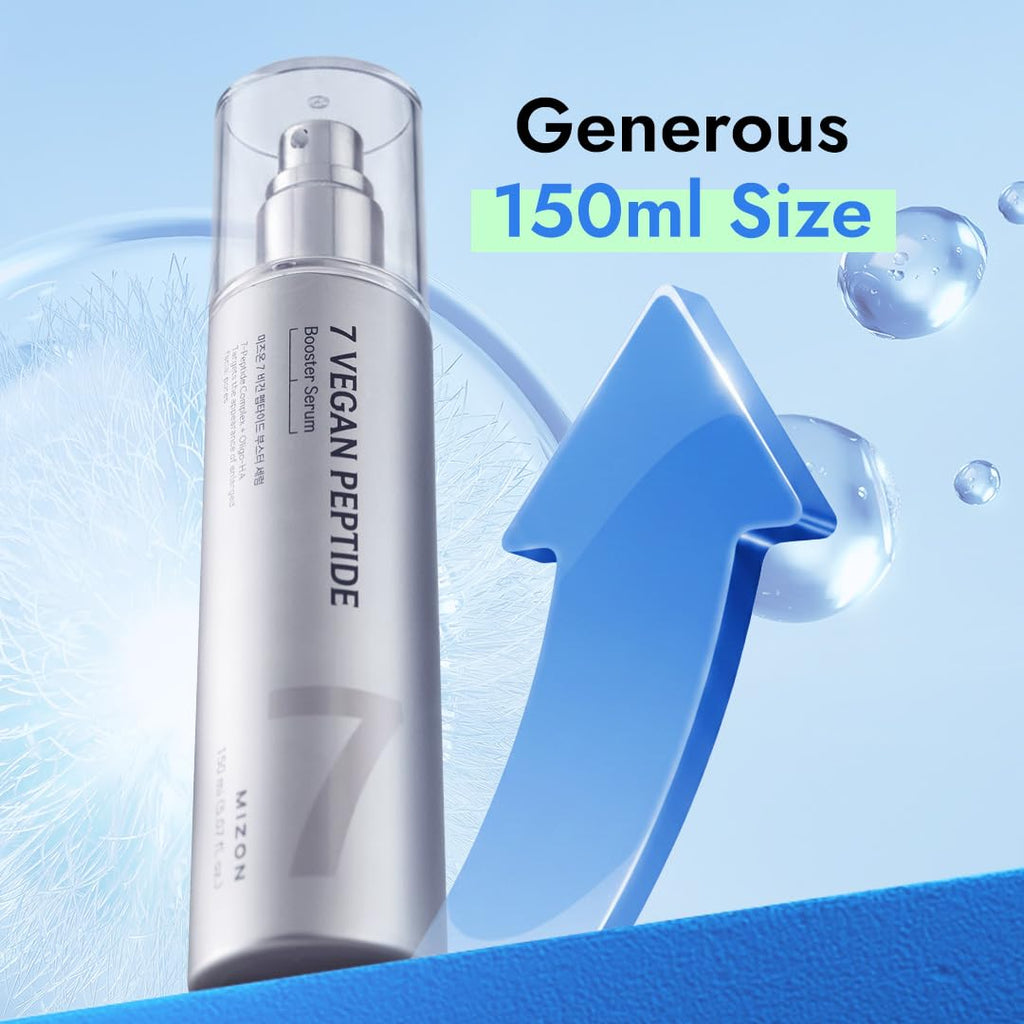 MIZON 7 Vegan Peptide Booster Serum Korean Anti-Aging Face Serum with Niacinamide & Hyaluronic Acid Hydrating Firming & Smoothing Skincare for Fine Lines & Skin Repair â€“ 150 ml