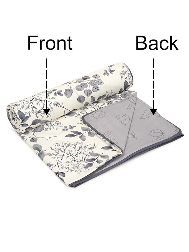 Cortina Ultra-Soft Microfiber Reversible 120 GSM Abstract Single AC Blanket Quilt Dohar | White