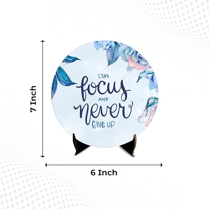 Artvibes Showpiece Idols and Figurines for Home and Office Decor | Wooden Stylish Quotes Stay Focus Never Give Up Table
