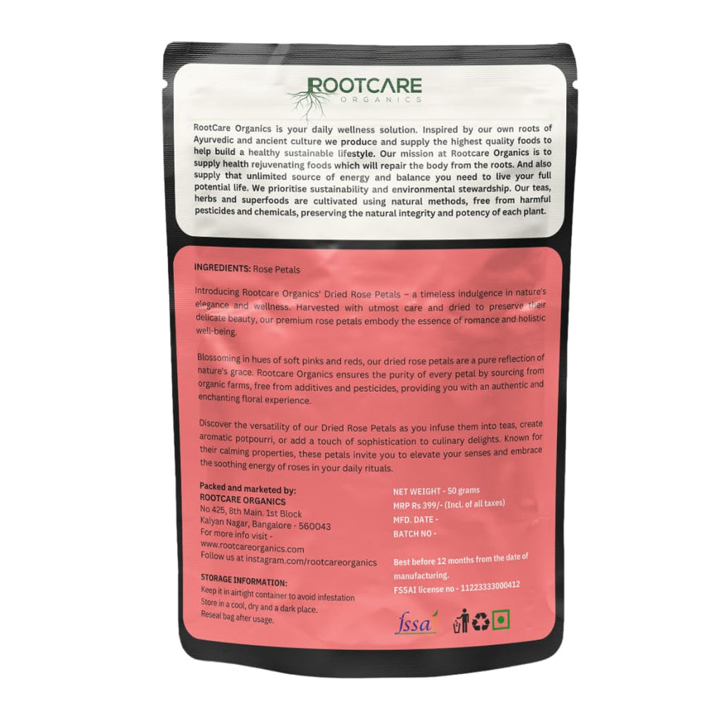 Rootcare Organics Sun Dried Rose Petals - 50 gms