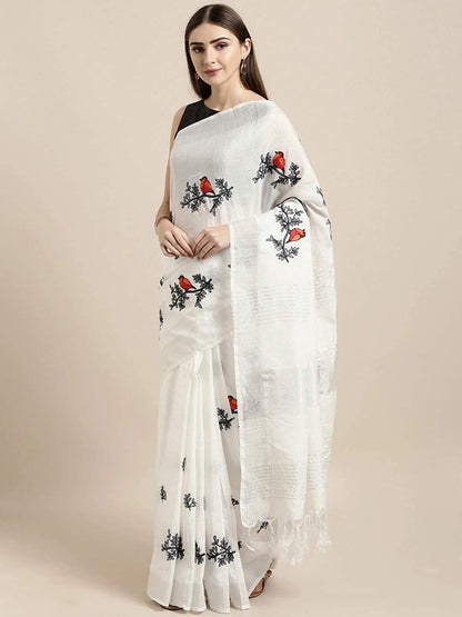 Anni Designer Women's Woven Linen Saree