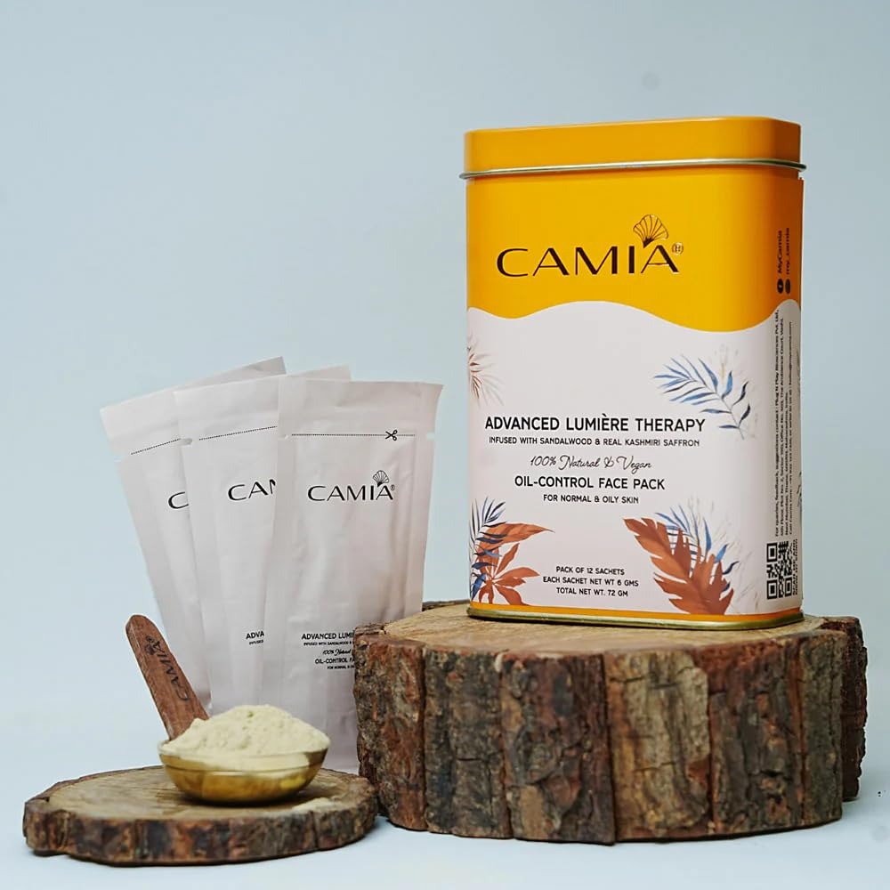Camia Premium Oil Control Face Pack For Normal & Oily Skin - 6 gms Each (12 Sachets)
