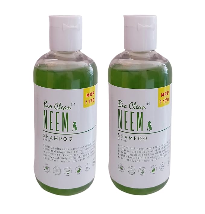Pet Needs Bio Clean Neem Dog Shampoo | Cruelty Free | Moisturising and Gentle on Skin | 200 Ml | Pack of 2
