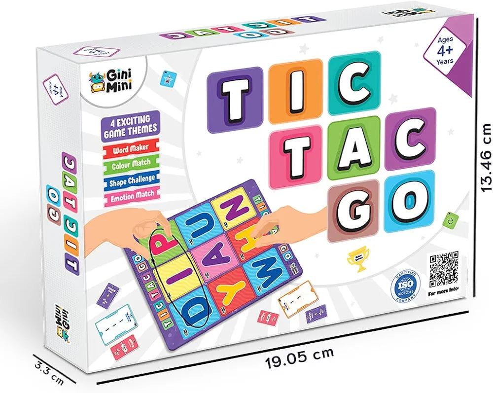GiniMini Tic-Tac-Go! Sorting & Strategy Game for Kids 4 5 6 | 50+ Tiles Power-Up Cards Mystery Tiles & Challenges Educational Family Activity & Birthday Gift for Boys Girls Fun Learning Toy