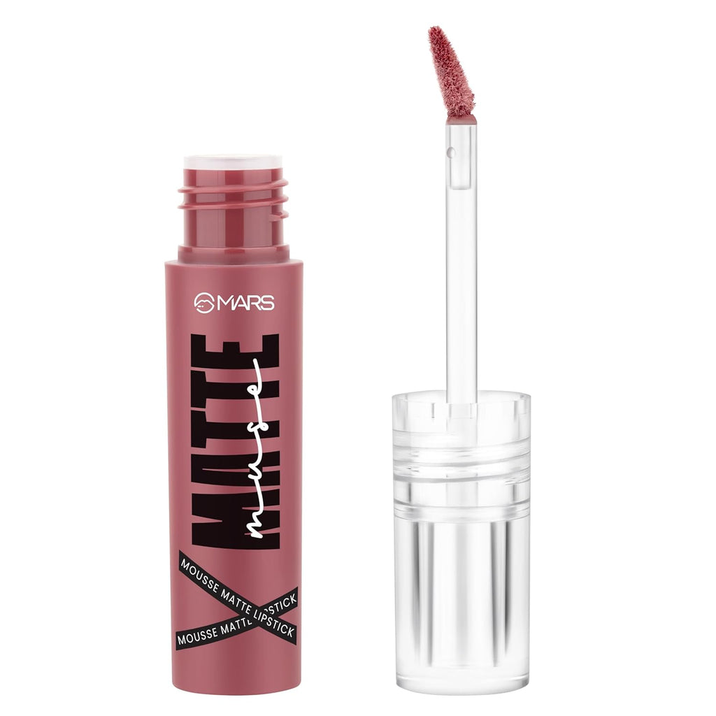 MARS Matte Muse Mousse Lipstick (3ml) (06-FASHION INSTA) with Doe-Foot Applicator | Highly Pigmented | Smooth Texture | Hydrating Formula | Blurry Lips Effect