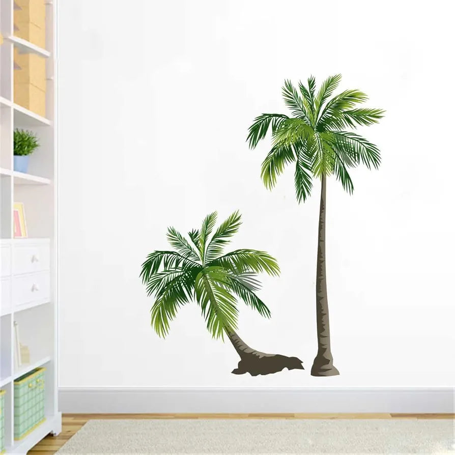 Rawpockets Decal Pair Coconut Trees Multi-Color Large Size Wall Sticker