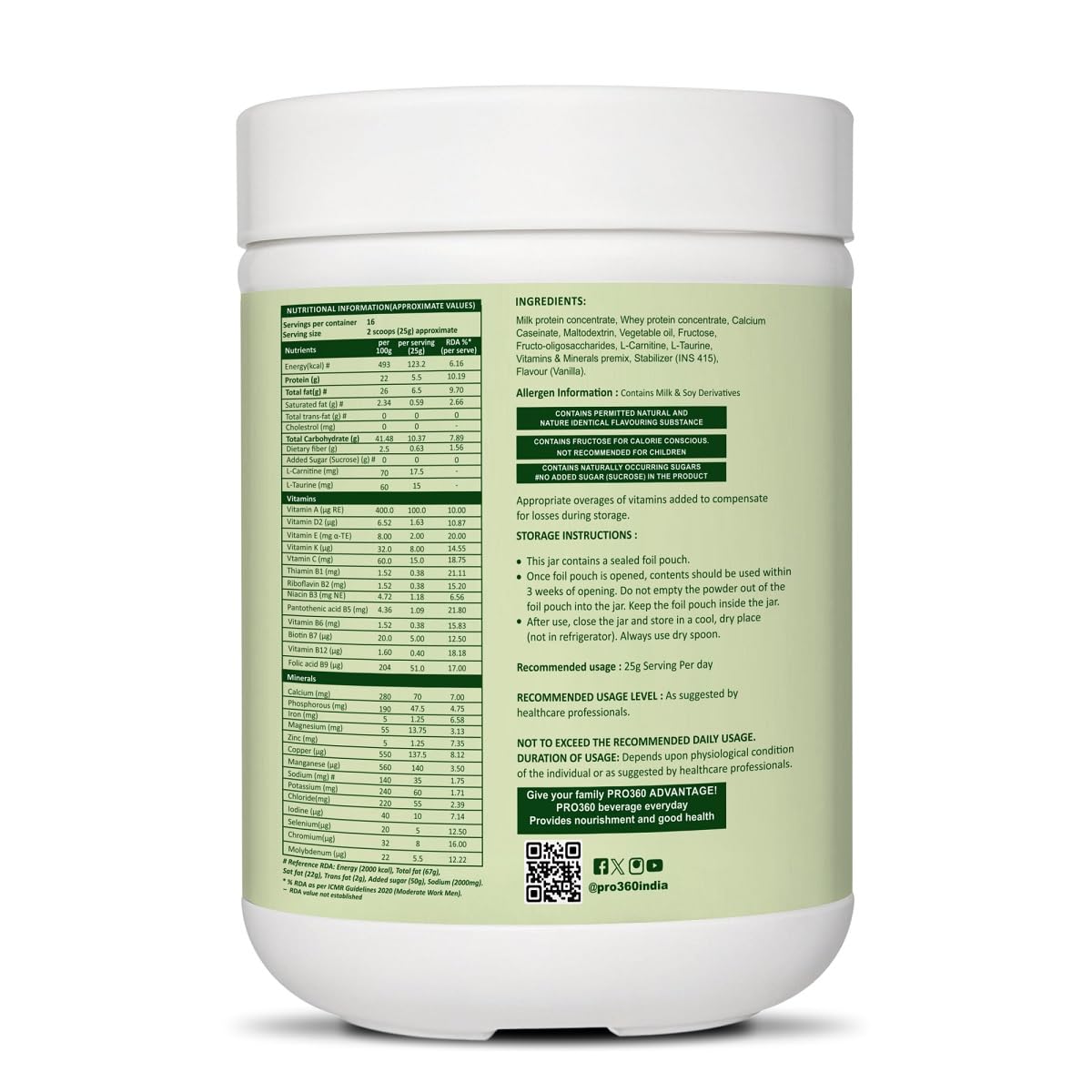 Pro360 Nefro HP Powder â€“ Vanilla Flavour, 400g â€“ High Protein Dialysis Care Nutritional Supplement for Renal Support â€“ Vanilla Protein Powder with L-Taurine, L-Carnitine & Essential Nutrients