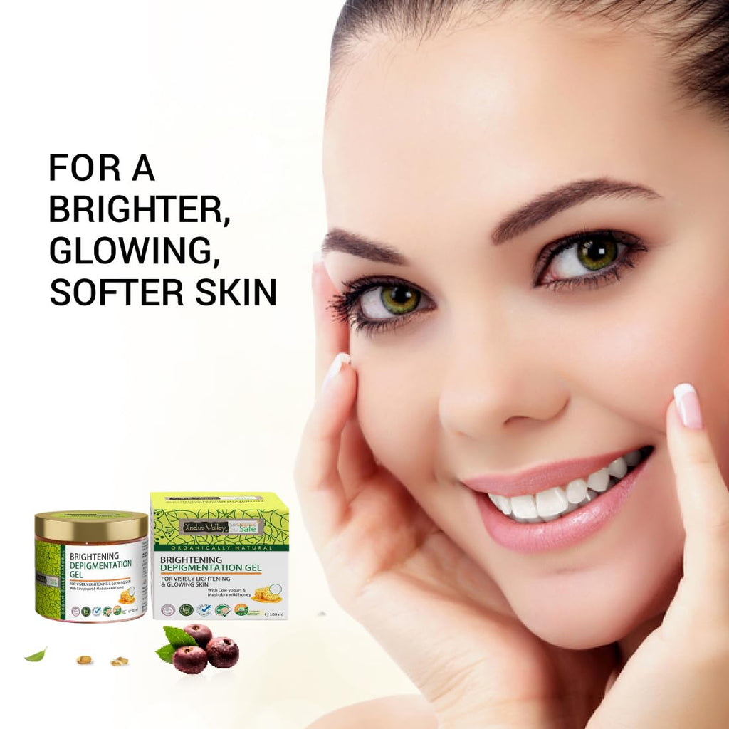 Indus Valley Depigmentation Gel with Cowâ€™s Milk Yogurt & Honey Organic & Natural for All Skin Types Brightens & Evens Skin Tone (100ml)