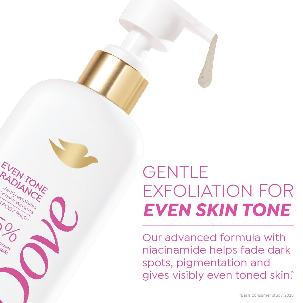 Dove Even Tone Radiance Serum Body Wash|5% Radiance Serum with Niacinamide| Gently exfoliates for even skin tone | Paraben & SLS free | 300 ml