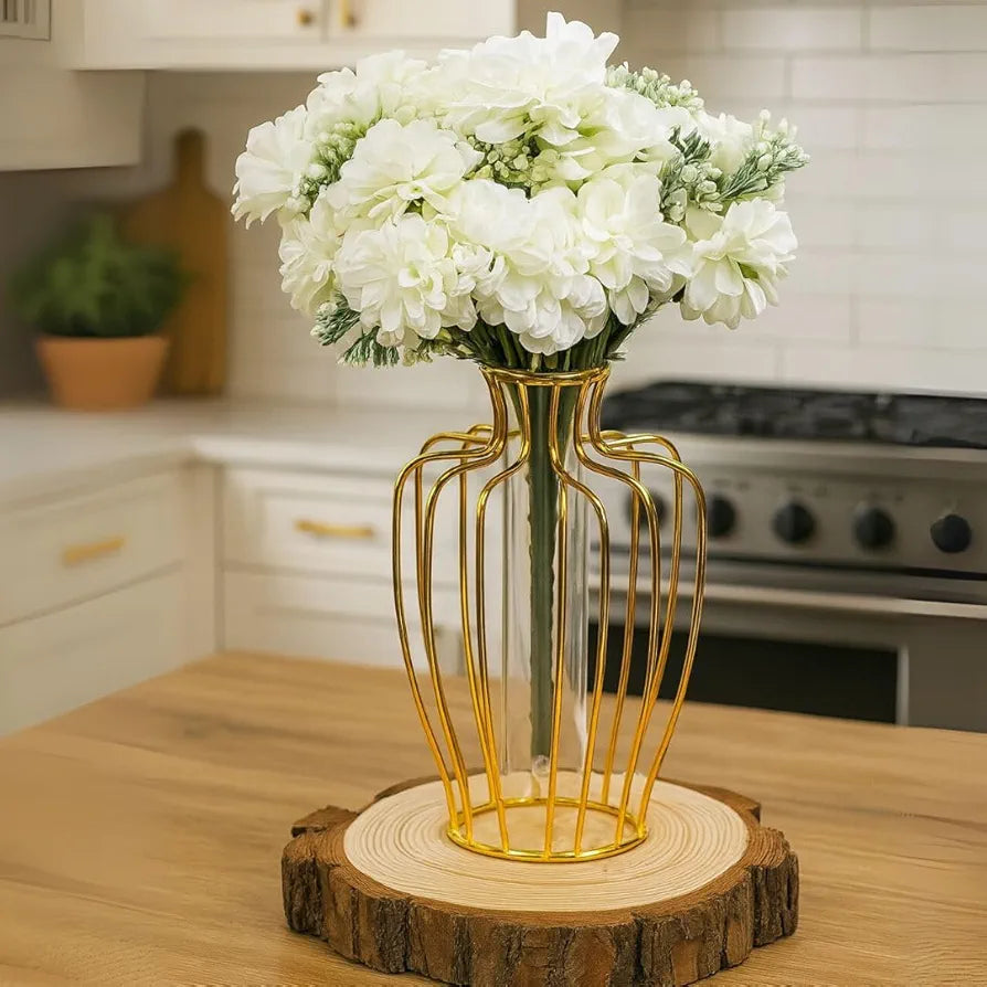 Artificial Dahlia Flower Bunch – 7-Stem Faux Bouquet White
