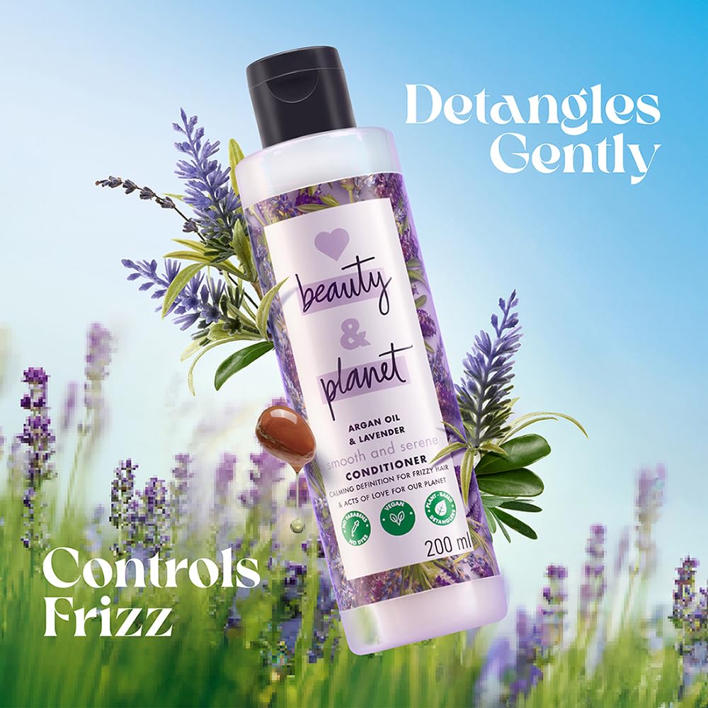 Love Beauty & Planet Argan Oil and Lavender Natural Conditioner for Dry & Frizzy hair|No Sulfates,No Paraben|200ml