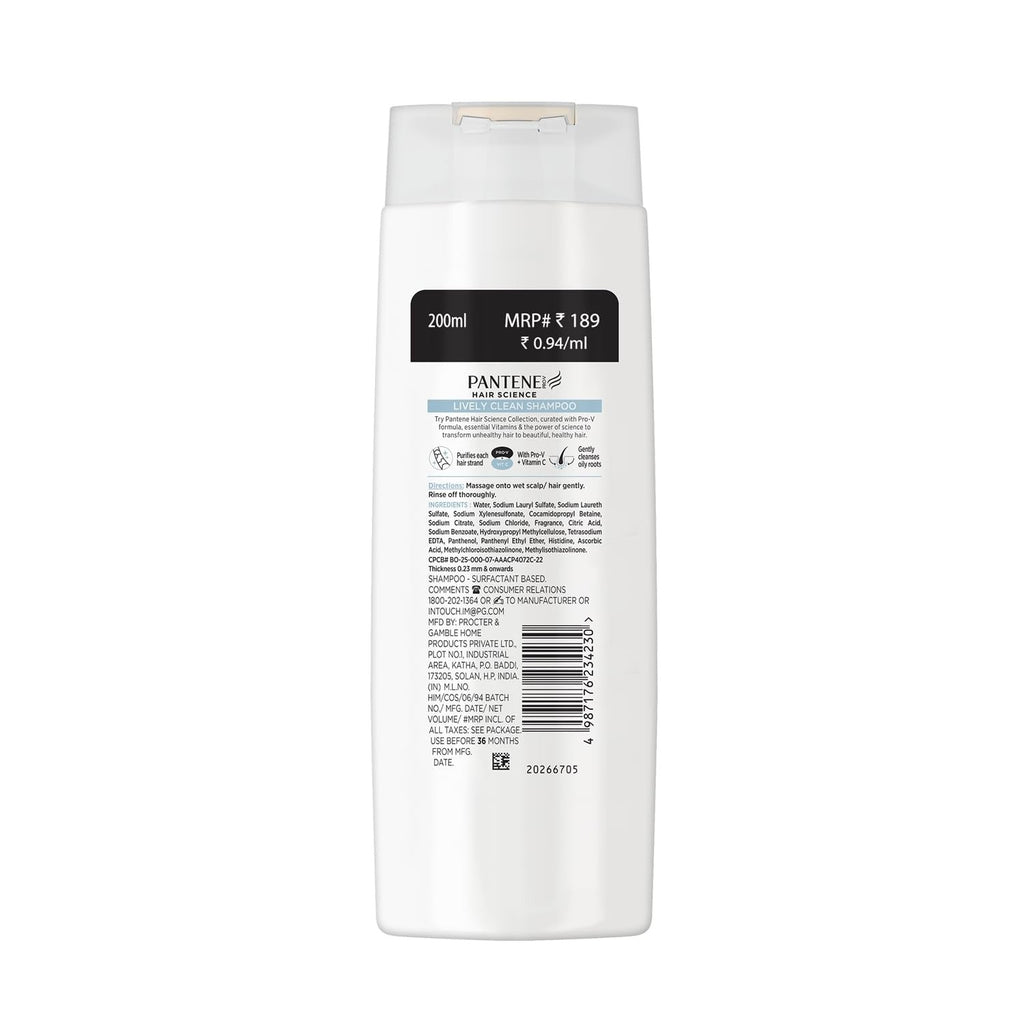 Pantene Advanced Haircare Solution Lively Clean Shampoo for Women - 200 ml