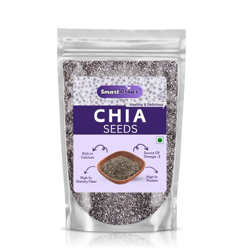 Smartdrops Chia Seeds, Chiaseeds, Raw Chia Seed, Chia Seeds Weight Loss, ChiaSeeds For Weight Loss Daily Use Seed Blend Pack For Drinks Smoothie & Meals For Men And Women - 50gm (Pack 1)