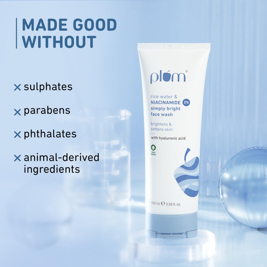 Plum Simply Bright 2% Niacinamide Face Wash With Rice Water Brightens Skin :- 100ml