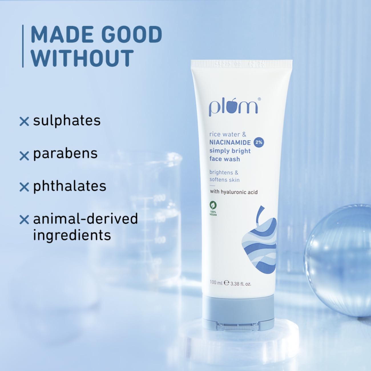 Plum Simply Bright 2% Niacinamide Face Wash With Rice Water Brightens Skin :- 100ml