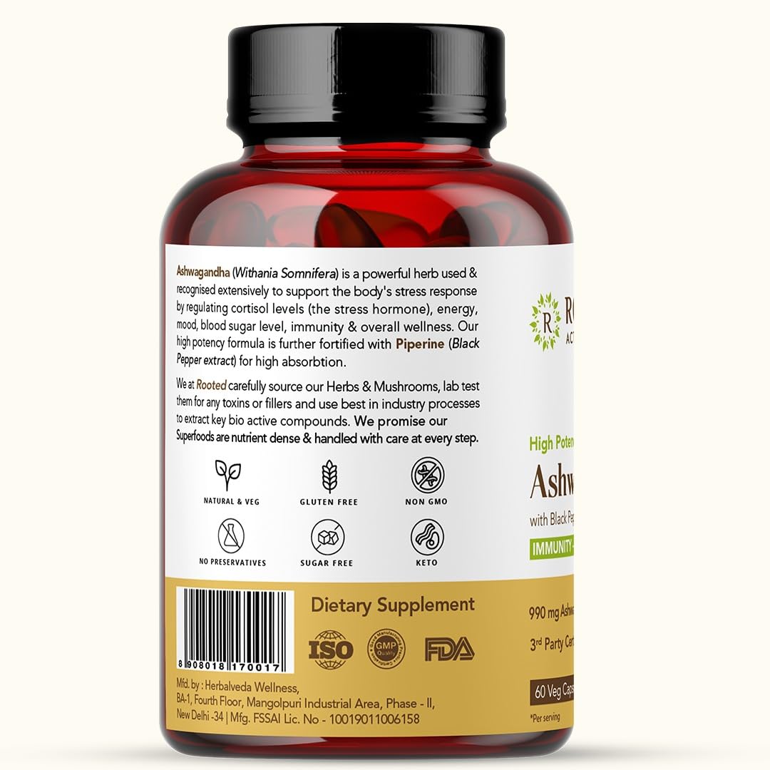 Rooted Ashwagandha Root Capsules - 60 caps